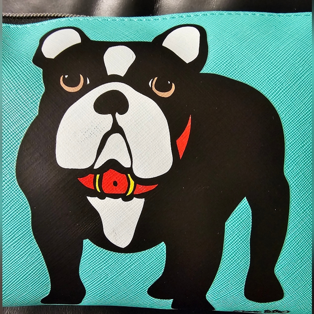 Marc Tetro Aqua French Bulldog Pouch Makeup Bag NWT - Picture 12 of 12